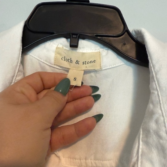 Anthropologie Cloth & Stone White Sleeveless Button Up Shirt Blouse Tank Top S - Picture 3 of 6